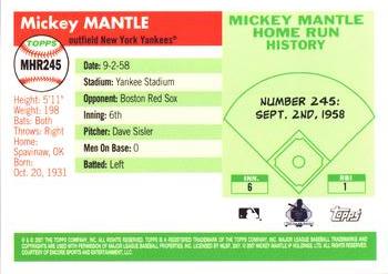 2007 Topps - Mickey Mantle Home Run History #MHR245 Mickey Mantle Back