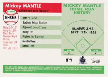 2007 Topps - Mickey Mantle Home Run History #MHR248 Mickey Mantle Back