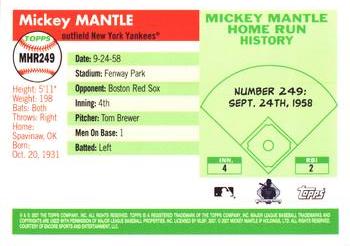 2007 Topps - Mickey Mantle Home Run History #MHR249 Mickey Mantle Back