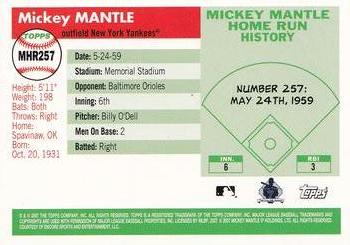 2007 Topps - Mickey Mantle Home Run History #MHR257 Mickey Mantle Back