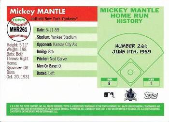2007 Topps - Mickey Mantle Home Run History #MHR261 Mickey Mantle Back