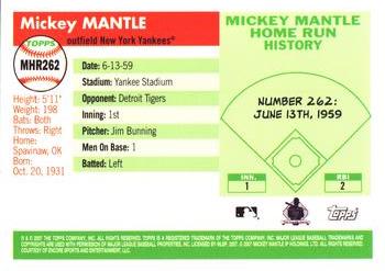 2007 Topps - Mickey Mantle Home Run History #MHR262 Mickey Mantle Back