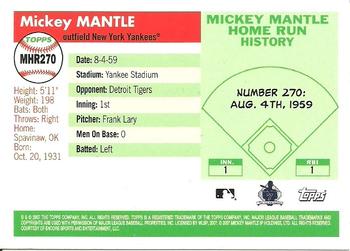 2007 Topps - Mickey Mantle Home Run History #MHR270 Mickey Mantle Back