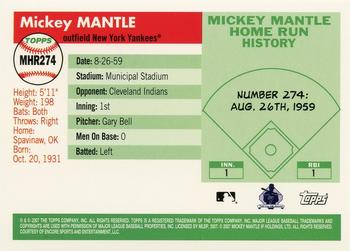 2007 Topps - Mickey Mantle Home Run History #MHR274 Mickey Mantle Back