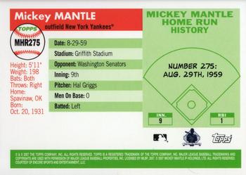 2007 Topps - Mickey Mantle Home Run History #MHR275 Mickey Mantle Back