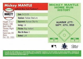 2007 Topps - Mickey Mantle Home Run History #MHR277 Mickey Mantle Back