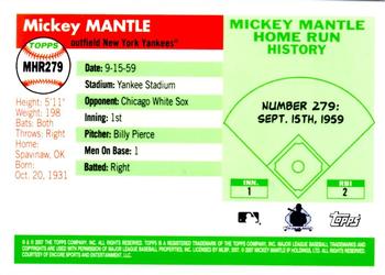 2007 Topps - Mickey Mantle Home Run History #MHR279 Mickey Mantle Back