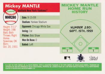 2007 Topps - Mickey Mantle Home Run History #MHR280 Mickey Mantle Back