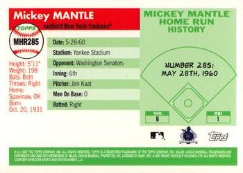 2007 Topps - Mickey Mantle Home Run History #MHR285 Mickey Mantle Back