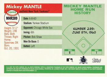 2007 Topps - Mickey Mantle Home Run History #MHR289 Mickey Mantle Back