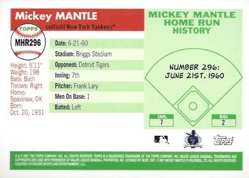 2007 Topps - Mickey Mantle Home Run History #MHR296 Mickey Mantle Back
