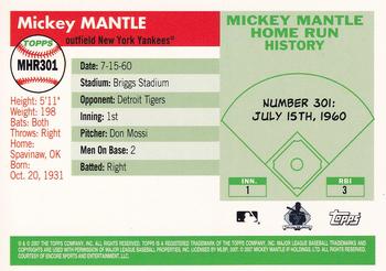 2007 Topps - Mickey Mantle Home Run History #MHR301 Mickey Mantle Back