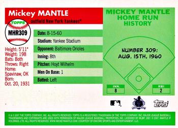 2007 Topps - Mickey Mantle Home Run History #MHR309 Mickey Mantle Back