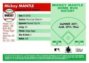 2007 Topps - Mickey Mantle Home Run History #MHR397 Mickey Mantle Back