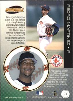 1999 Pacific Invincible - Opening Day #24 Pedro Martinez  Back