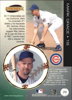 1999 Pacific Invincible - Opening Day #29 Mark Grace  Back