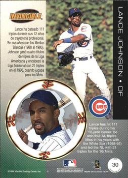 1999 Pacific Invincible - Opening Day #30 Lance Johnson  Back