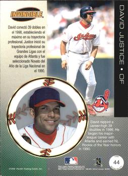 1999 Pacific Invincible - Opening Day #44 David Justice  Back