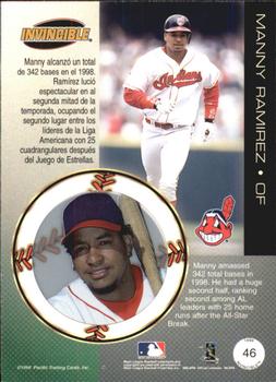 1999 Pacific Invincible - Opening Day #46 Manny Ramirez  Back
