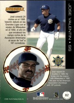 1999 Pacific Invincible - Opening Day #82 Jose Valentin  Back