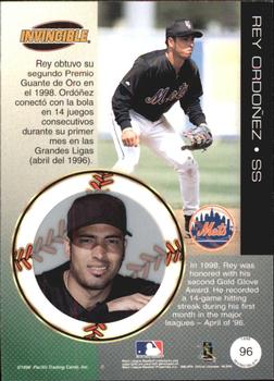 1999 Pacific Invincible - Opening Day #96 Rey Ordonez  Back