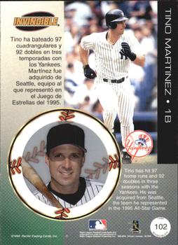 1999 Pacific Invincible - Opening Day #102 Tino Martinez  Back