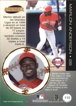 1999 Pacific Invincible - Opening Day #110 Marlon Anderson  Back