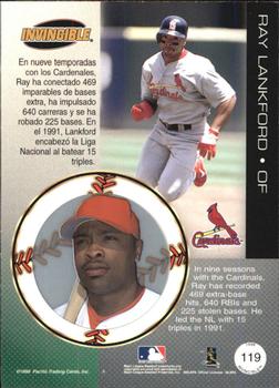 1999 Pacific Invincible - Opening Day #119 Ray Lankford  Back