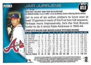 2010 Topps Atlanta Braves #ATL6 Jair Jurrjens Back
