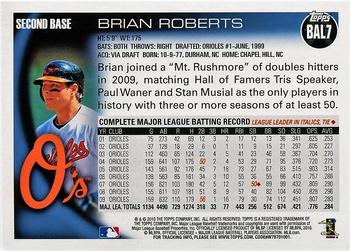 2010 Topps Baltimore Orioles #BAL7 Brian Roberts Back