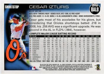 2010 Topps Baltimore Orioles #BAL8 Cesar Izturis Back
