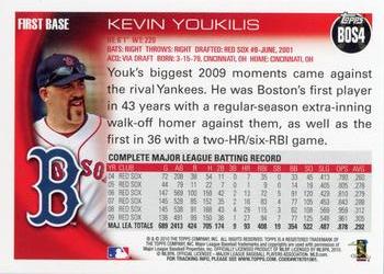 2010 Topps Boston Red Sox #BOS4 Kevin Youkilis Back