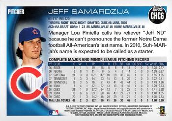 2010 Topps Chicago Cubs #CHC6 Jeff Samardzija Back
