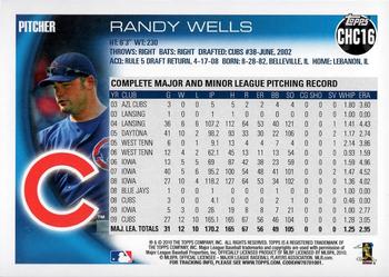 2010 Topps Chicago Cubs #CHC16 Randy Wells Back