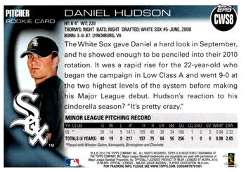 2010 Topps Chicago White Sox #CWS8 Daniel Hudson Back