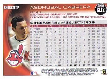2010 Topps Cleveland Indians #CLE2 Asdrubal Cabrera Back