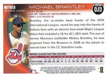 2010 Topps Cleveland Indians #CLE3 Michael Brantley Back