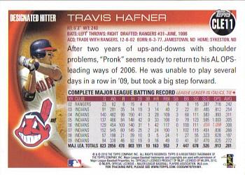 2010 Topps Cleveland Indians #CLE11 Travis Hafner Back