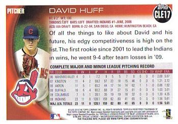 2010 Topps Cleveland Indians #CLE17 David Huff Back