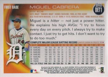2010 Topps Detroit Tigers #DET1 Miguel Cabrera Back