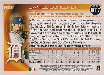 2010 Topps Detroit Tigers #DET17 Daniel Schlereth Back