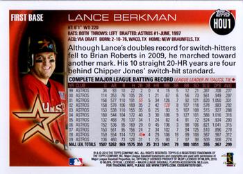 2010 Topps Houston Astros #HOU1 Lance Berkman Back