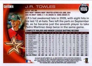 2010 Topps Houston Astros #HOU6 J.R. Towles Back