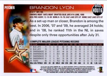 2010 Topps Houston Astros #HOU16 Brandon Lyon Back