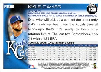 2010 Topps Kansas City Royals #KCR9 Kyle Davies Back