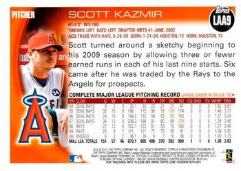 2010 Topps Los Angeles Angels #LAA9 Scott Kazmir Back