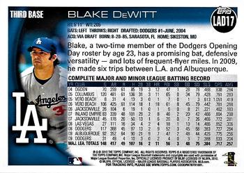 2010 Topps Los Angeles Dodgers #LAD17 Blake DeWitt Back