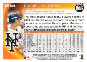 2010 Topps New York Mets #NYM6 Daniel Murphy Back