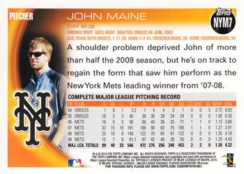 2010 Topps New York Mets #NYM7 John Maine Back