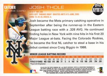 2010 Topps New York Mets #NYM16 Josh Thole Back